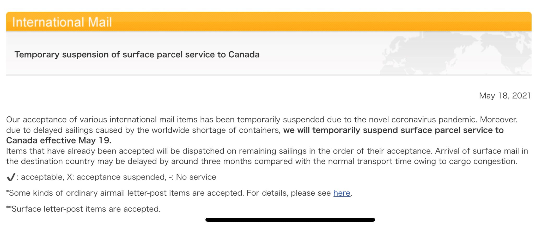 Shipping Update for Canada